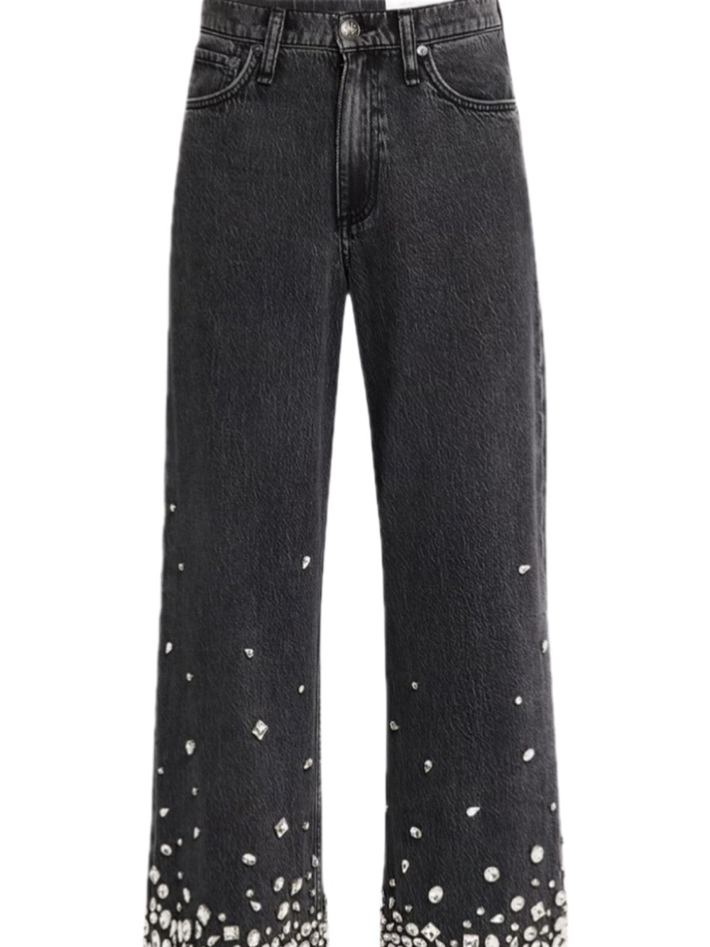 Rag & Bone The Andi High-Rise Ankle Wide Leg w Crystals NWT size 28 Black